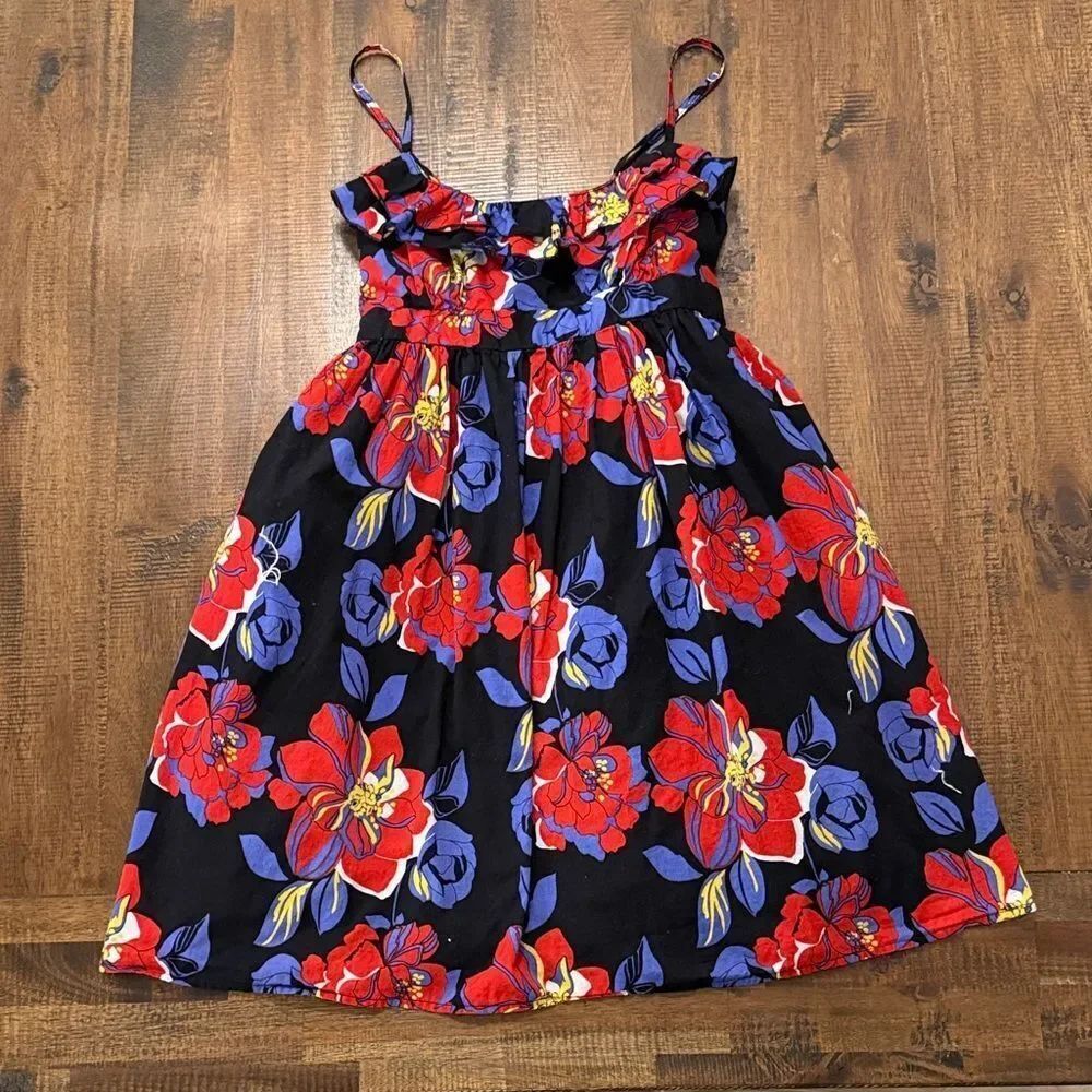 Xhilaration Floral Sundress with Red & Blue Blooms